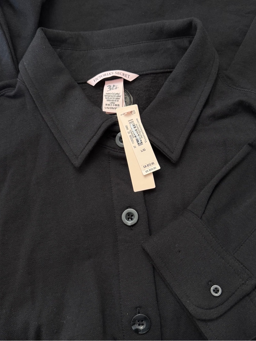 Victoria's Secret Black Button-Front long sleeve shacket